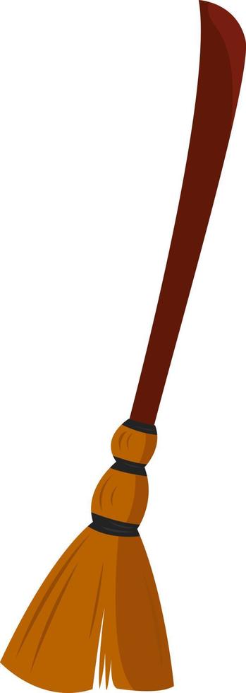 Wooden broom, illustration, vector on white background