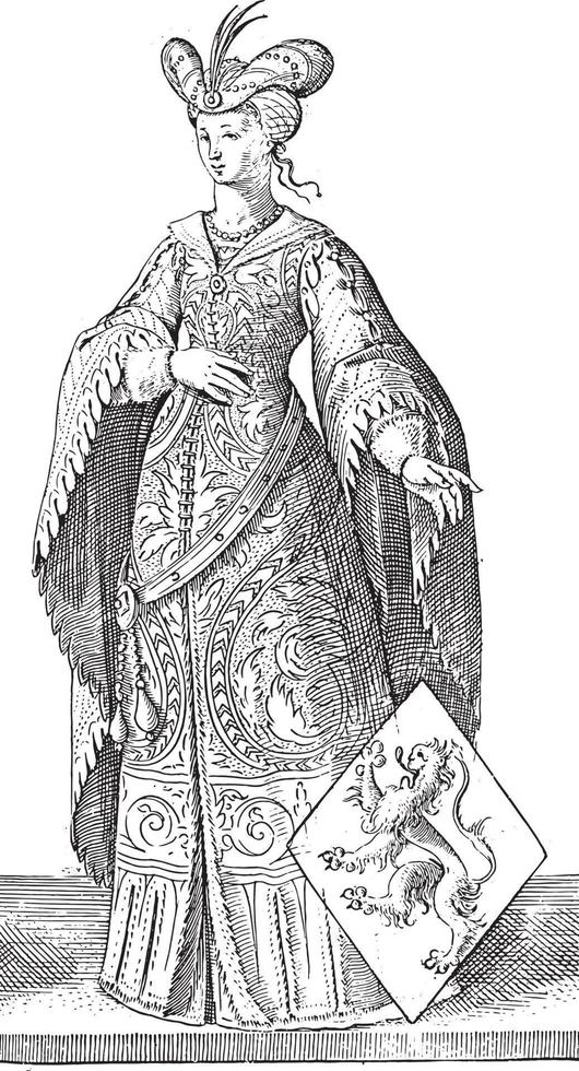 Countess Ada of Holland, Hendrick Goltzius, after Willem Thibaut, vintage illustration. vector