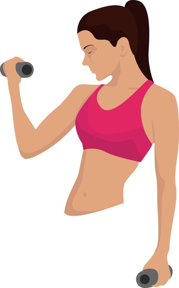 mujer, en, gimnasio, ilustración, vector, blanco, plano de fondo vector