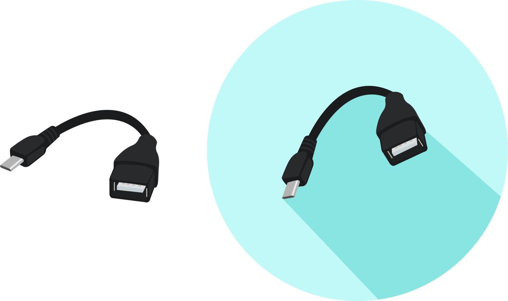 Mini usb port ,illustration, vector on white background.