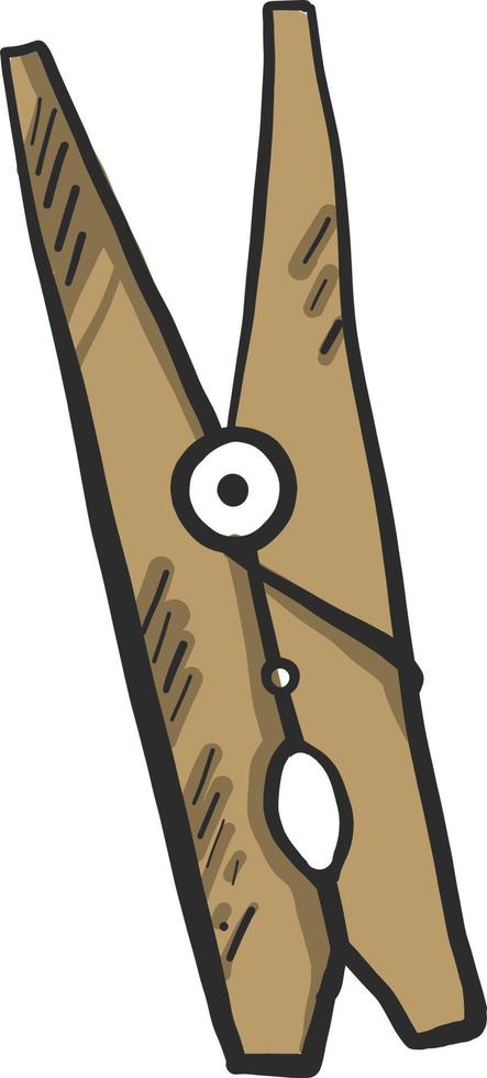 Wooden clothes pin, illustration, vector on white background
