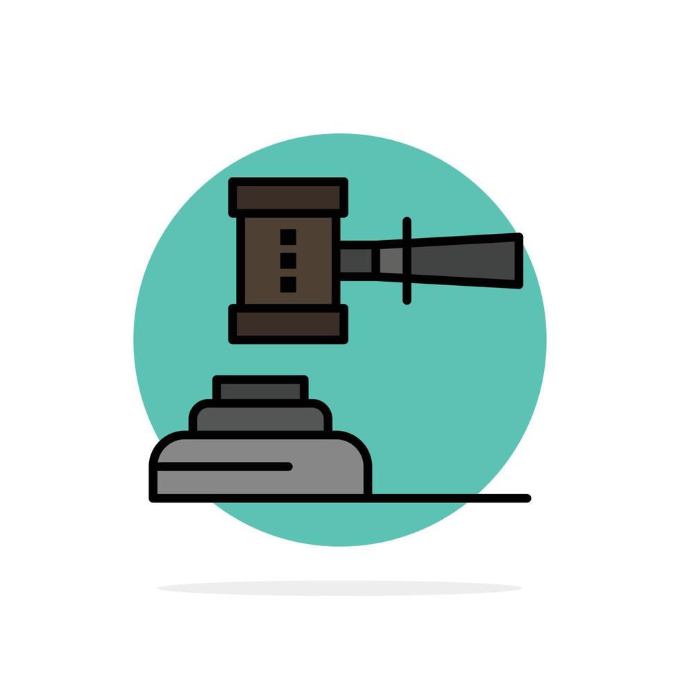 Law Action Auction Court Gavel Hammer Judge Legal Abstract Circle Background Flat color Icon vector