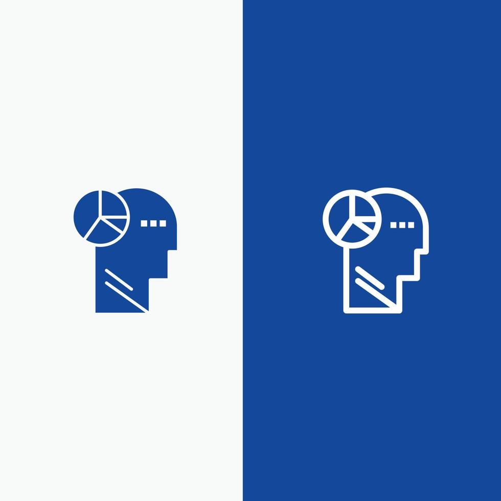 Graph Head Mind Thinking Line and Glyph Solid icon Blue banner Line and Glyph Solid icon Blue banner vector