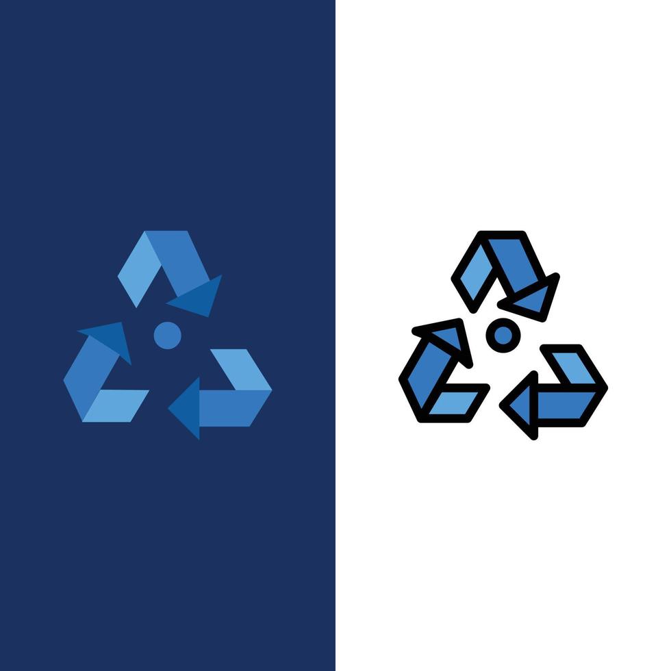 Eco Ecology Environment Garbage Green  Icons Flat and Line Filled Icon Set Vector Blue Background