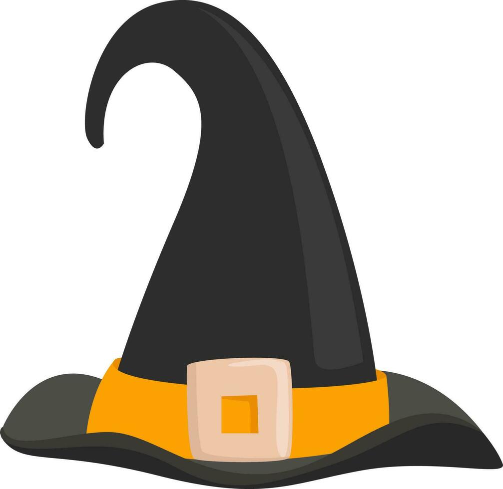 Big witch hat, illustration, vector on a white background.