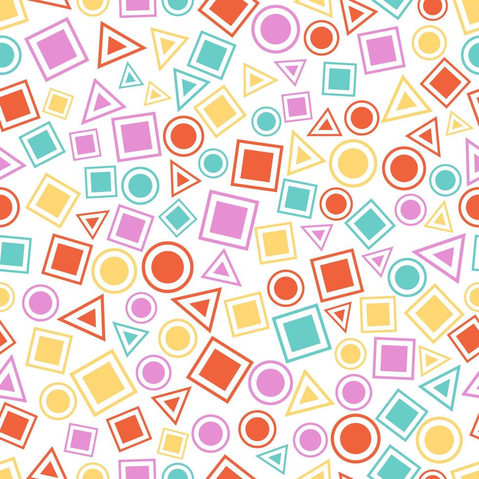 Seamless primitive geometric patterns for tissue and postcards. Trendy hipsters modern color background. Trendy geometric elements memphis card. Vector illustration