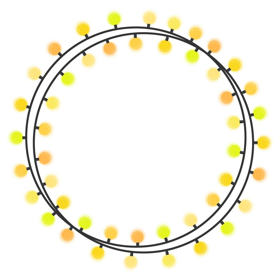 Garland with yellow light bulbs on a white background. Vector illustration.