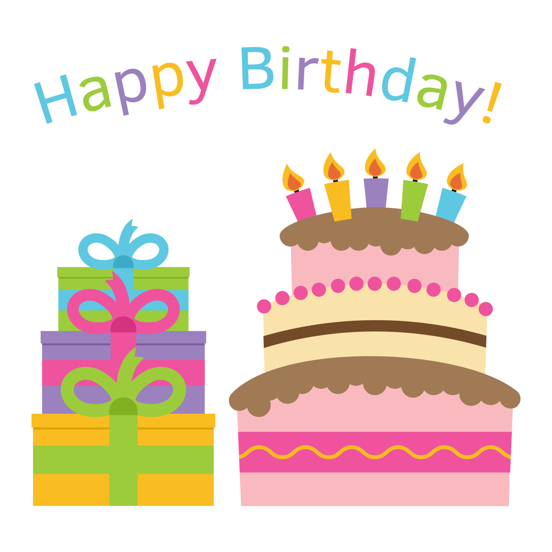 Greeting Card with Sweet Cake for Birthday Celebration. Vector ...