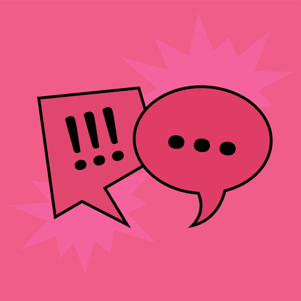 Communication speech bubbles on red background. Vector illustration