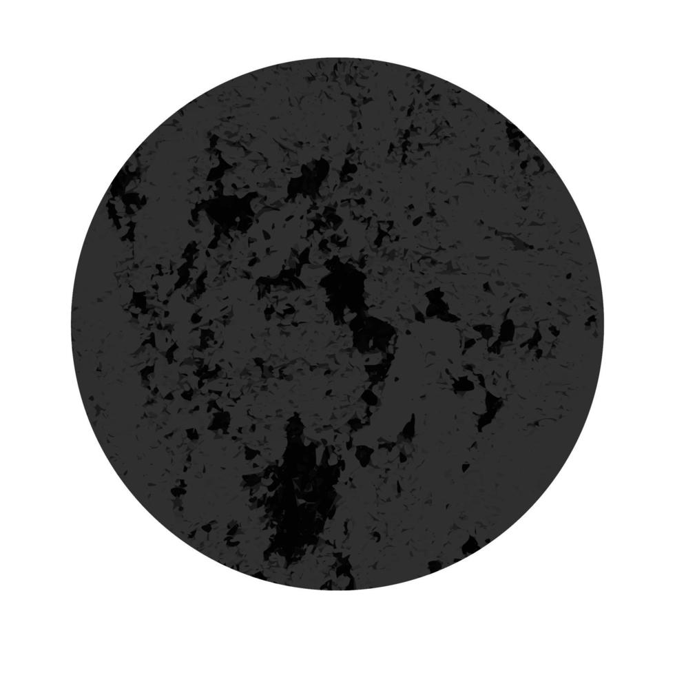Scratched circle. Dark figure with distressed grunge texture isolated on white background. Vector illustration.