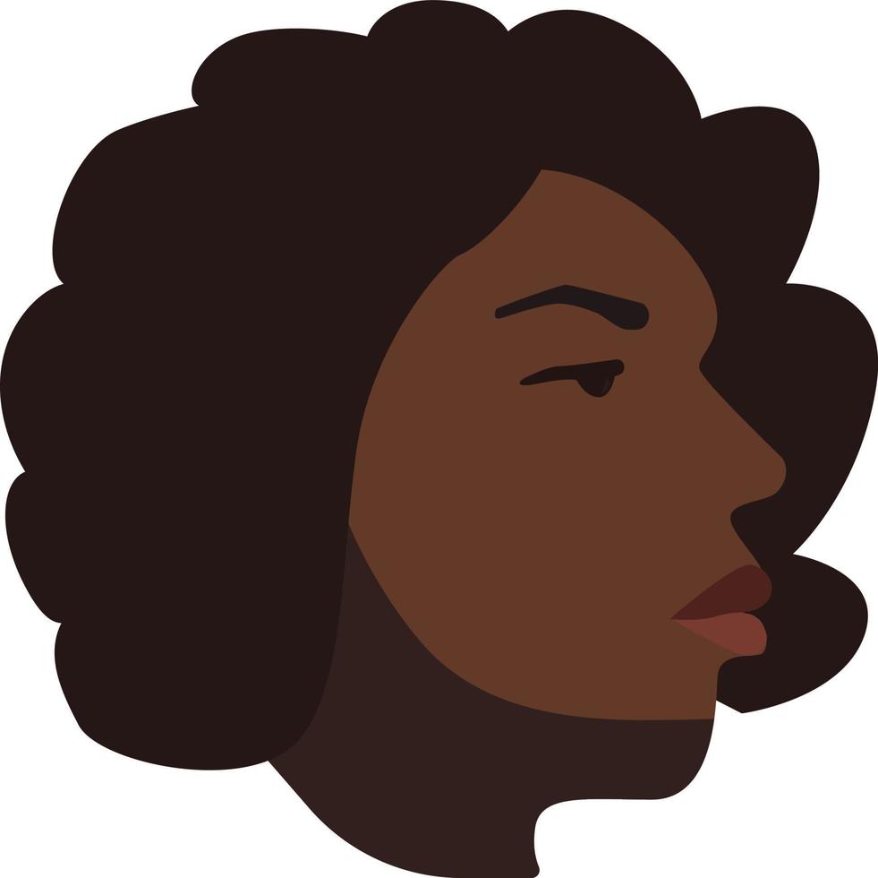 mujer negra, ilustración, vector sobre fondo blanco.