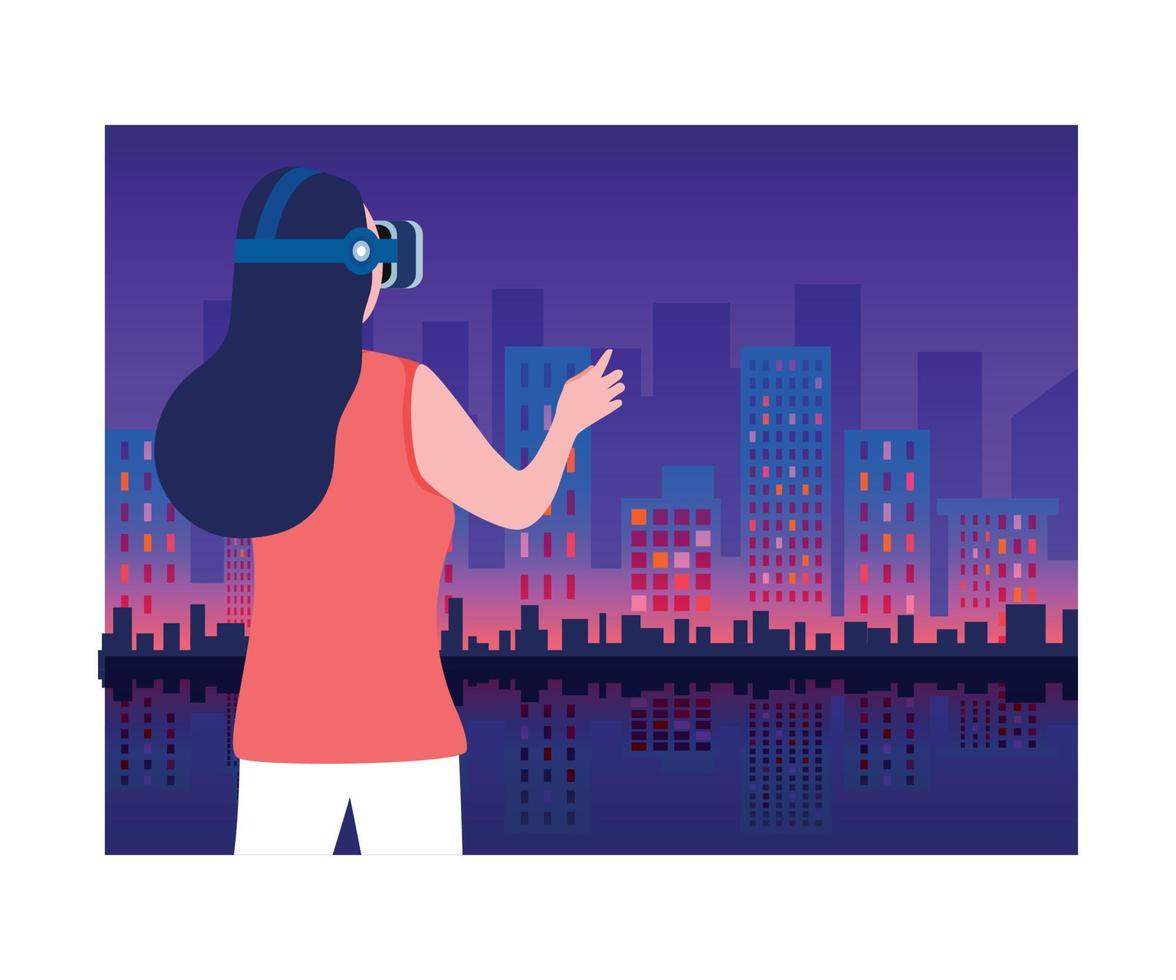 Woman using VR Technology vector