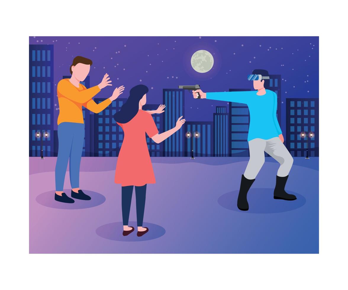 Man playing Video Game illustration. vector