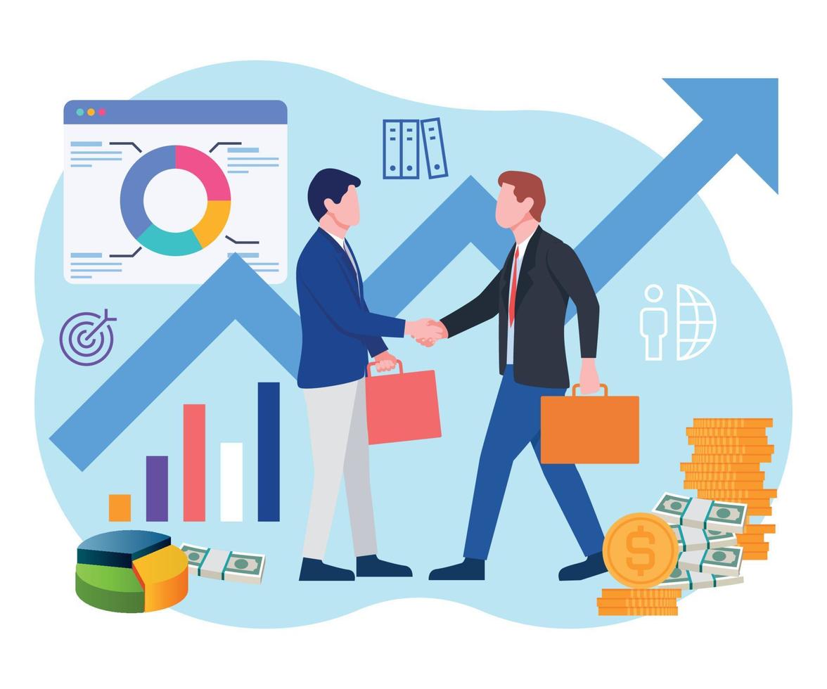 Successful business partnership money vector