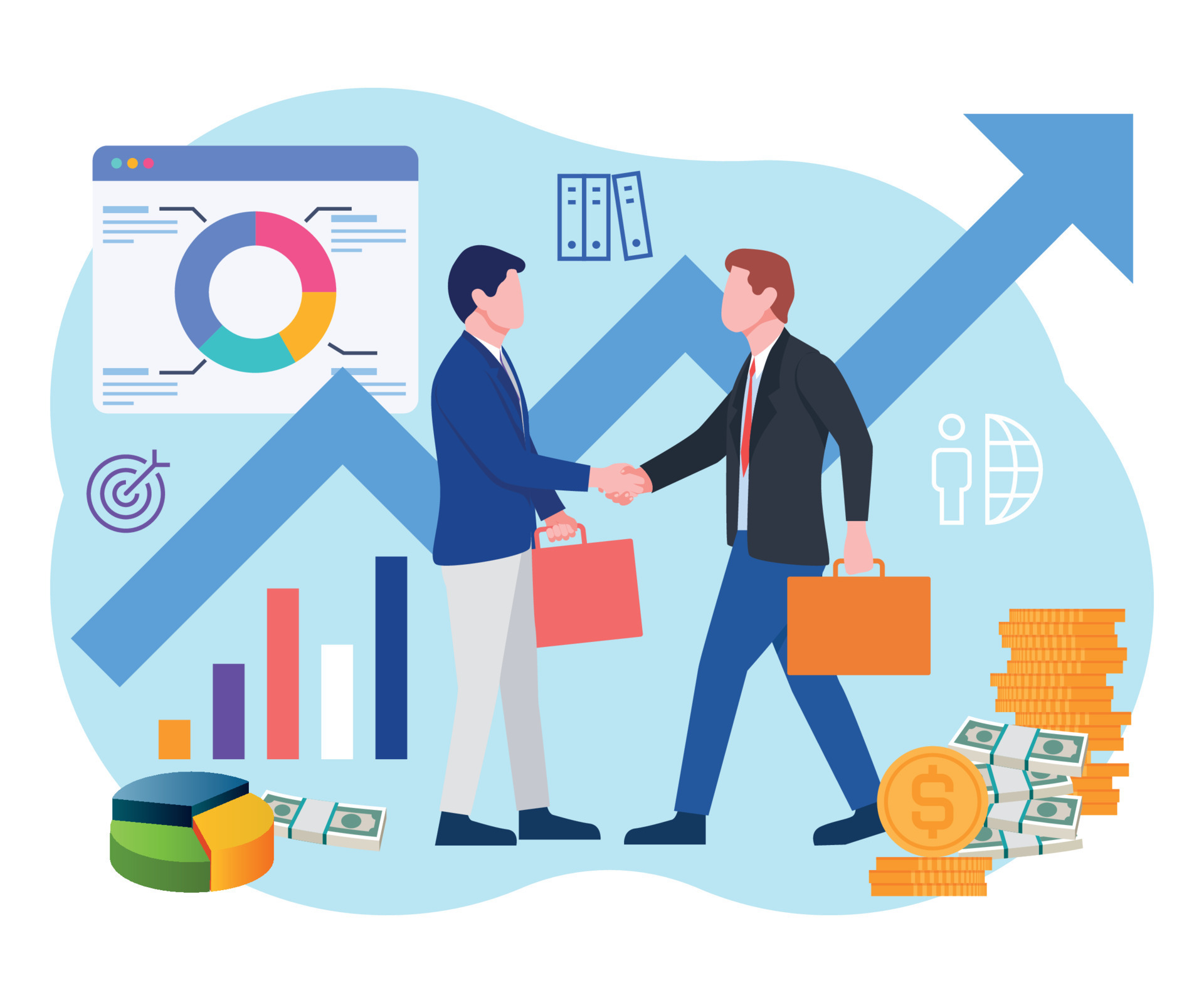 Successful business partnership money 13555193 Vector Art at Vecteezy