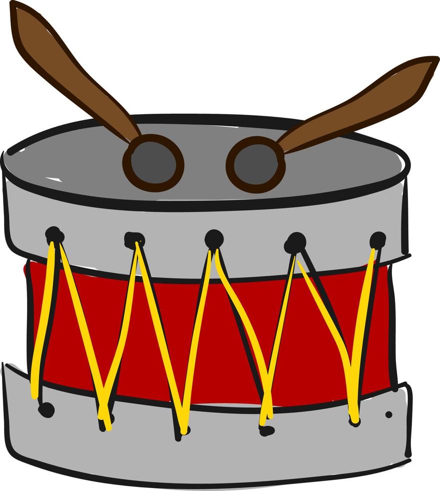Snare drum instrument, vector or color illustration.