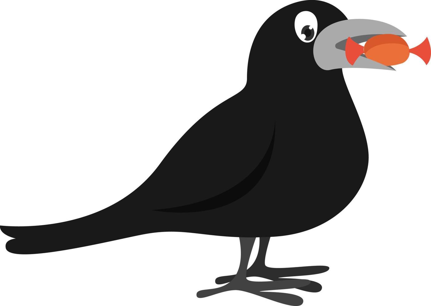 Pájaro sosteniendo caramelos, ilustración, vector sobre fondo blanco.