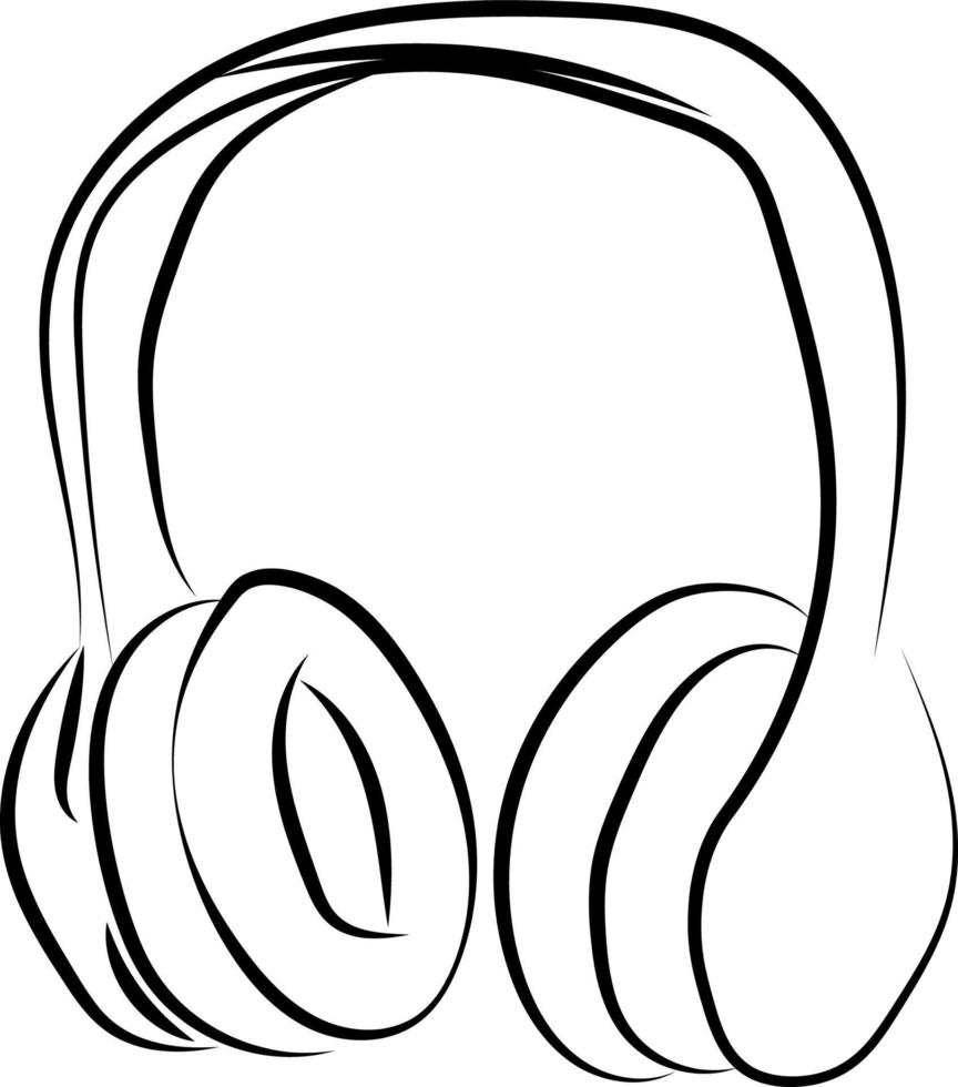 Headphones sketch, illustration, vector on white background.