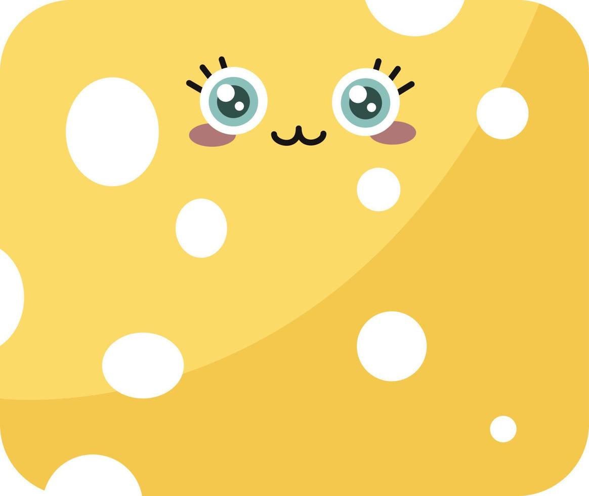 Cute yellow cheese, illustration, vector on white background