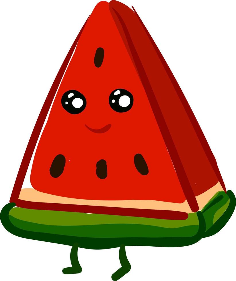 Happy watermelon, vector or color illustration.