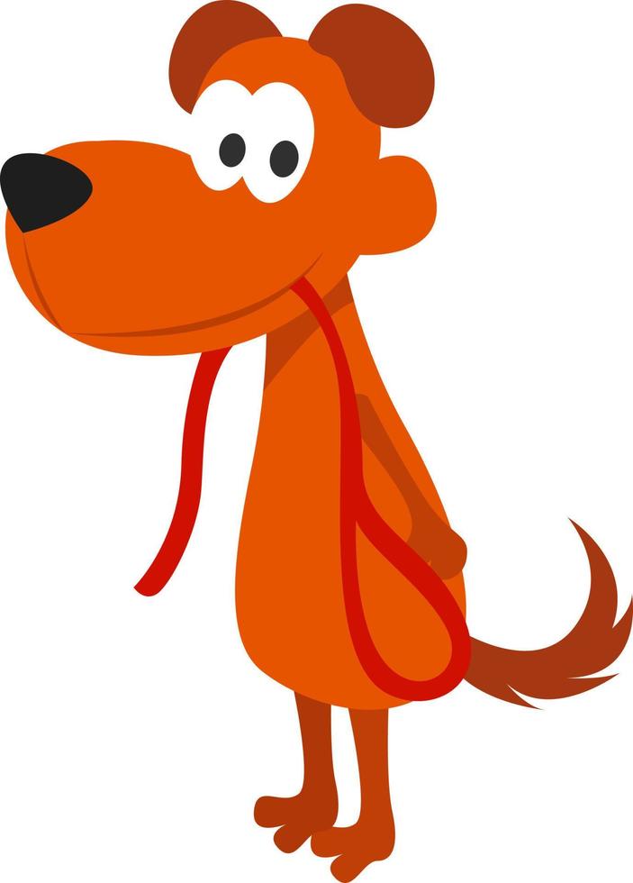 Dog ready for a walk, illustration, vector on a white background.