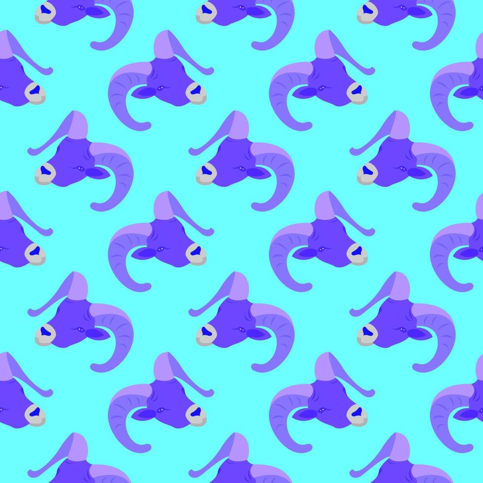 muflón púrpura, patrón sin costuras sobre fondo azul. vector