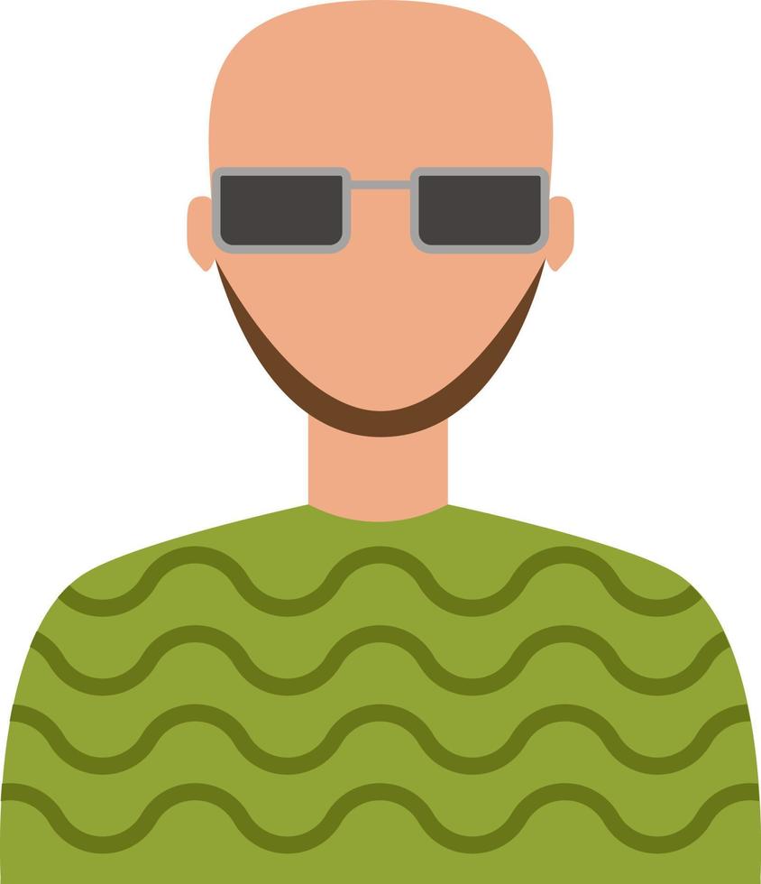 Man with sunglasses and green shirt, illustration, on a white background. vector