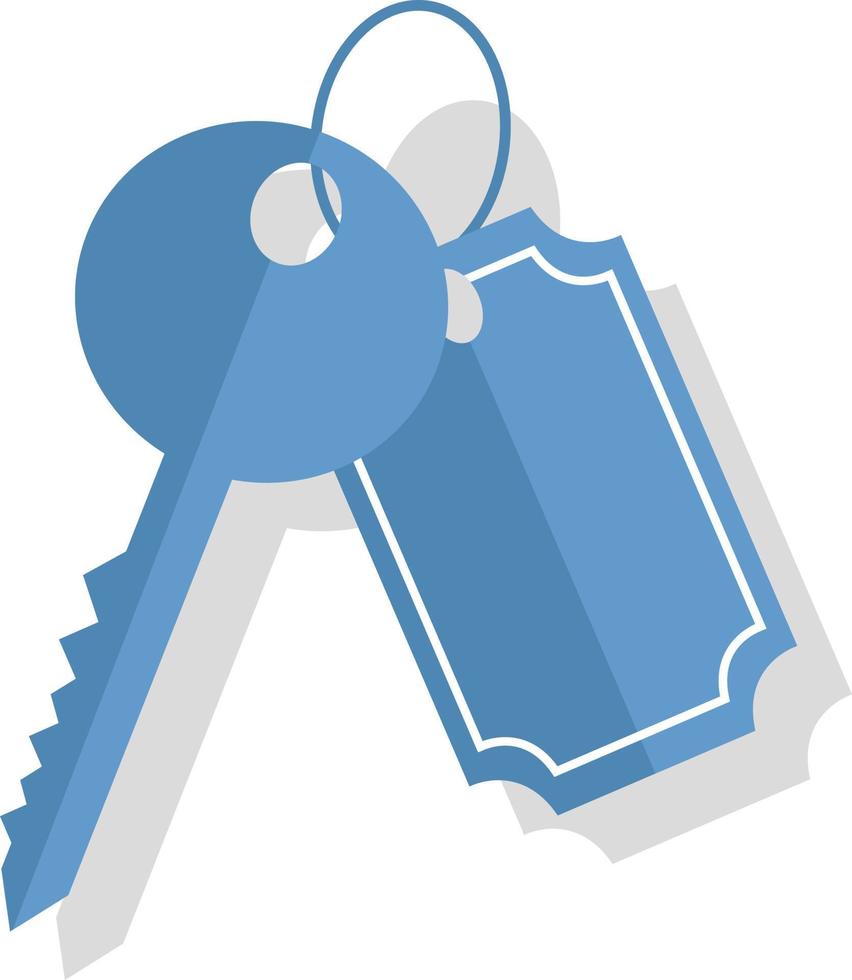 Key with a keychain, illustration, vector on white background.