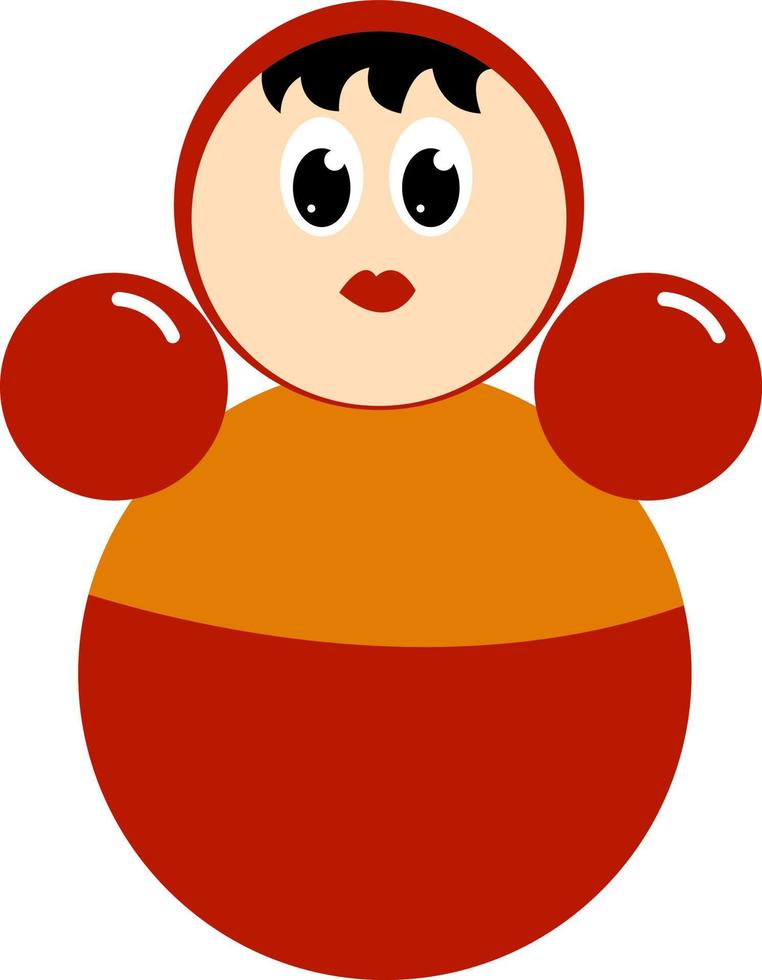 Roly poly toy, illustration, vector on white background.