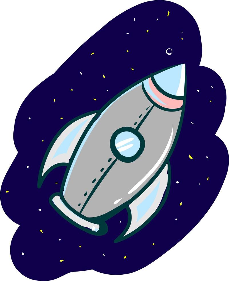 cohete espacial, ilustración, vector sobre fondo blanco