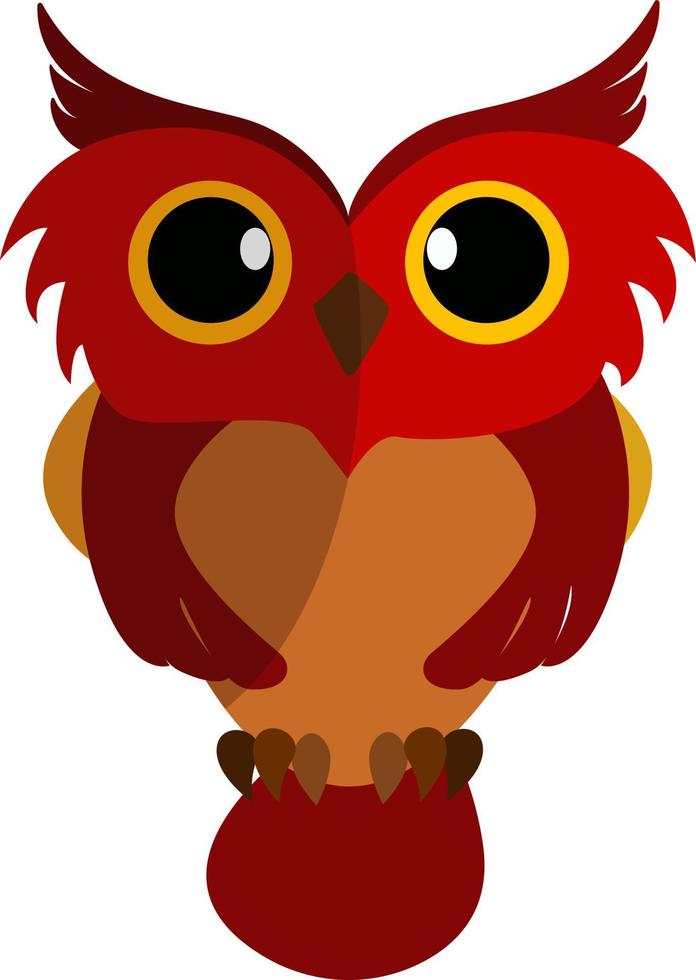 Red owl, illustration, vector on white background.