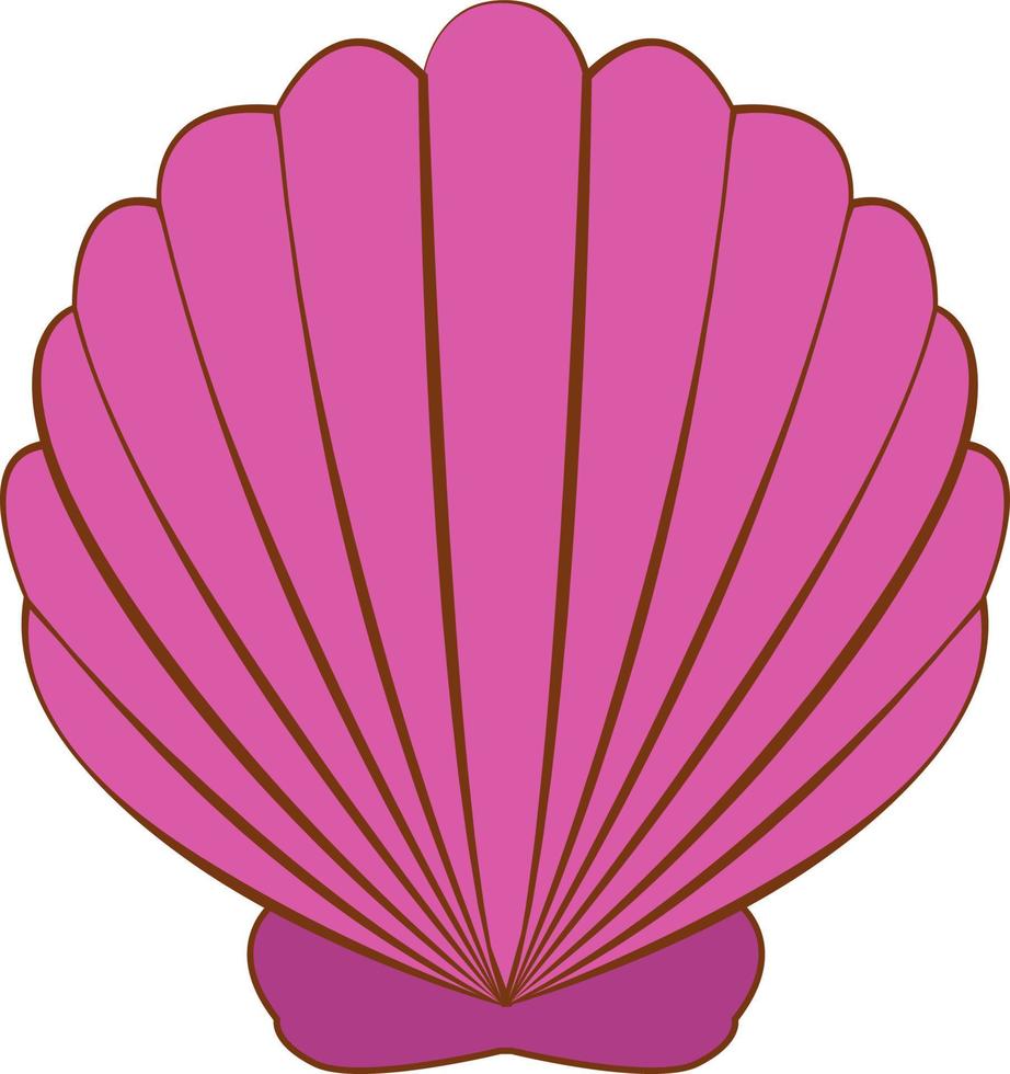 Pink shell, illustration, vector on white background.