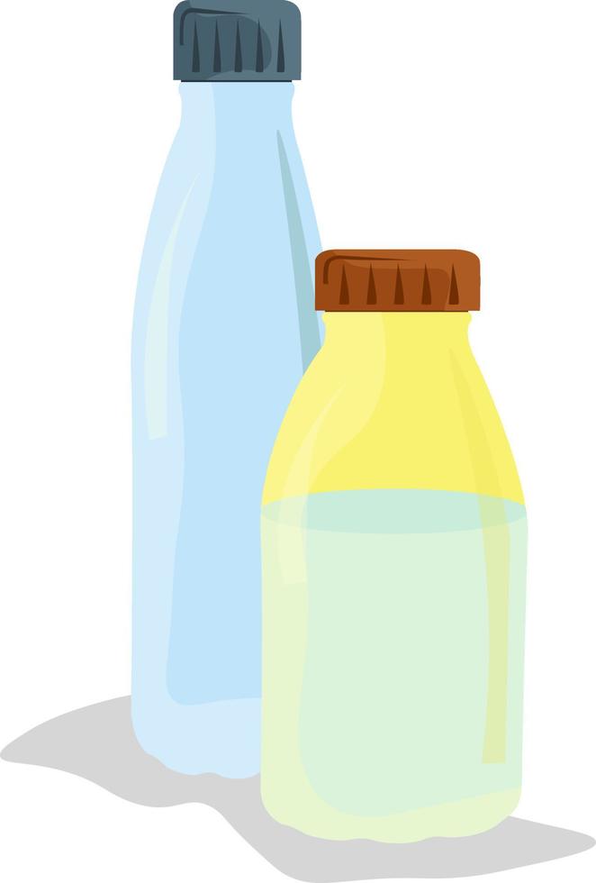 Two water bottles, illustration, vector on white background