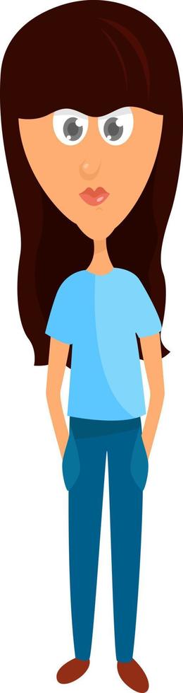 Girl with bangs, illustration, vector on white background.