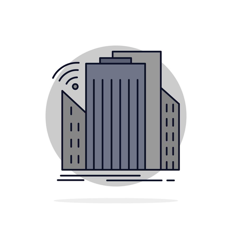 Buildings city sensor smart urban Flat Color Icon Vector