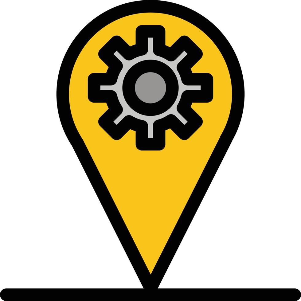 plantilla de banner de icono de vector de icono de color plano de engranaje de mapa de ubicación de negocios