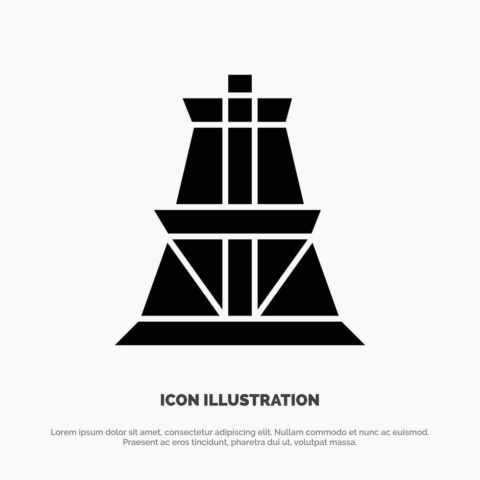 Electrical Energy Transmission Transmission Tower solid Glyph Icon vector