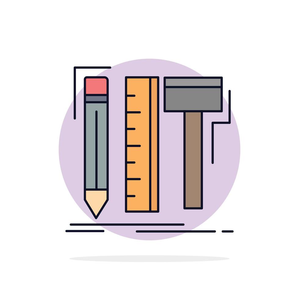 Design designer digital tools pencil Flat Color Icon Vector