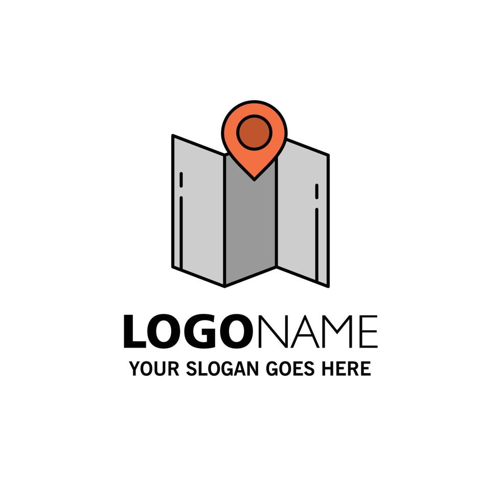 Map Direction Location Navigation Pointer Business Logo Template Flat Color vector