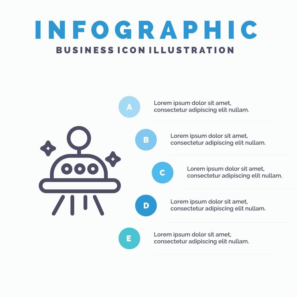 Astronomy Space Ufo Line icon with 5 steps presentation infographics Background vector