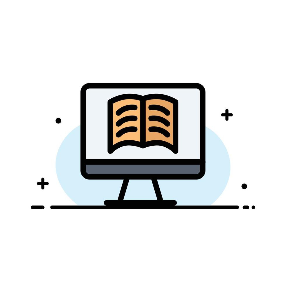 Computer Book OnTechnology  Business Flat Line Filled Icon Vector Banner Template