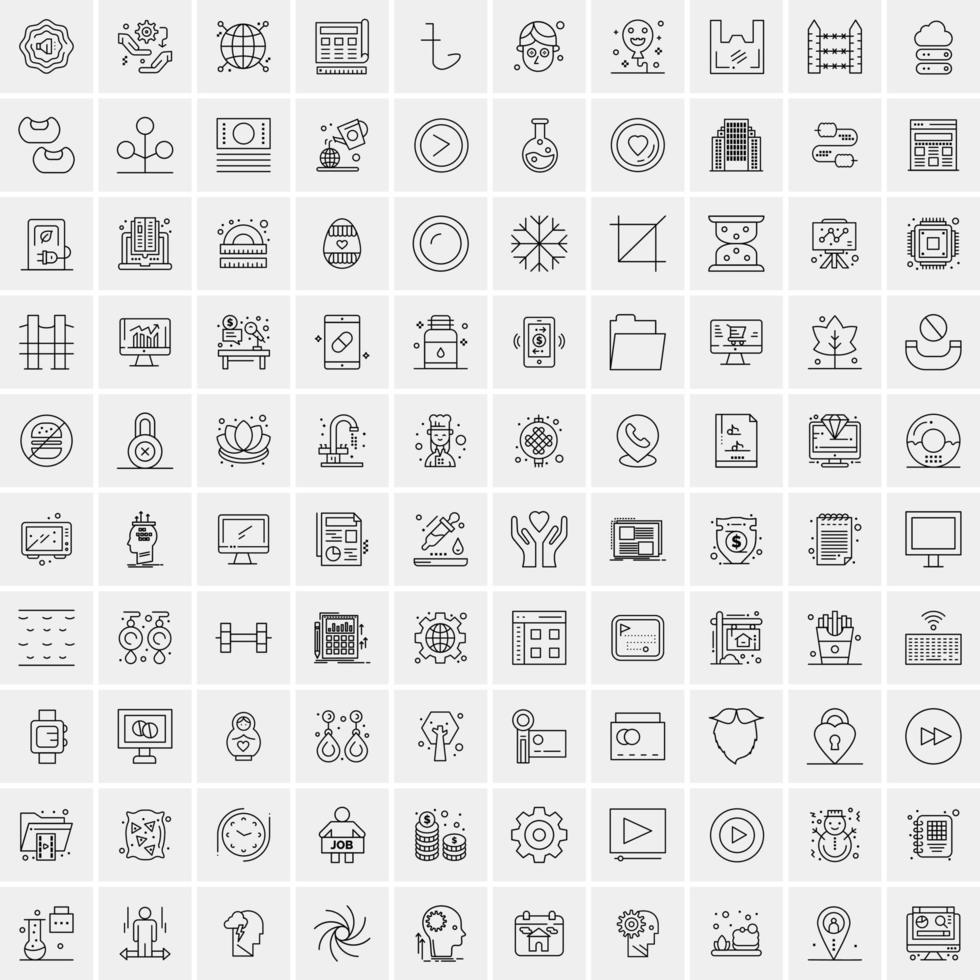 Pack of 100 Universal Line Icons for Mobile and Web vector