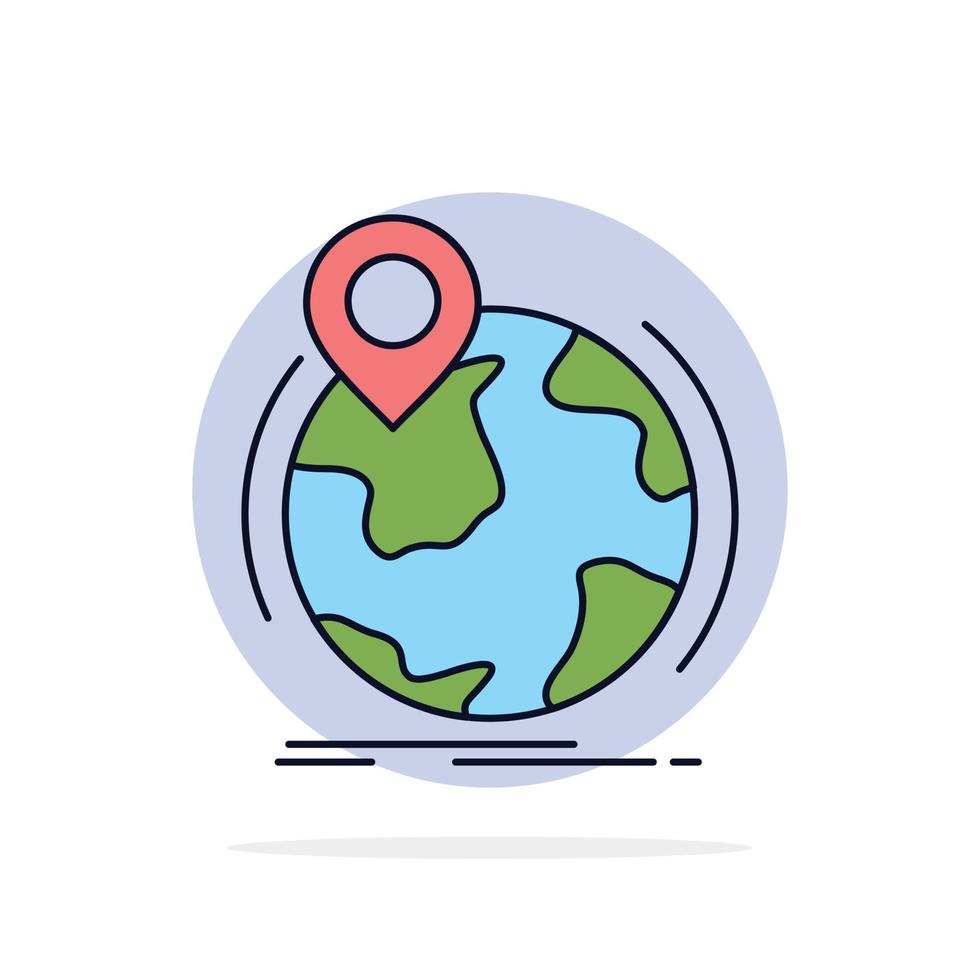 location globe worldwide pin marker Flat Color Icon Vector