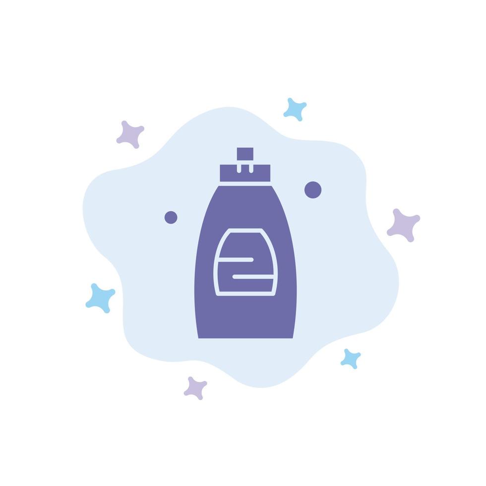 Bathroom Cleaning Gel Shower Soap Blue Icon on Abstract Cloud Background vector