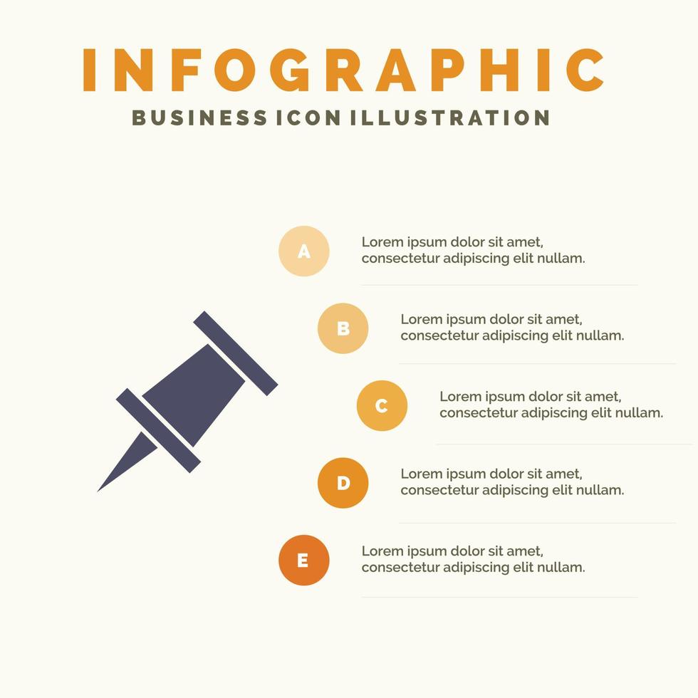 Marker Pin Solid Icon Infographics 5 Steps Presentation Background vector