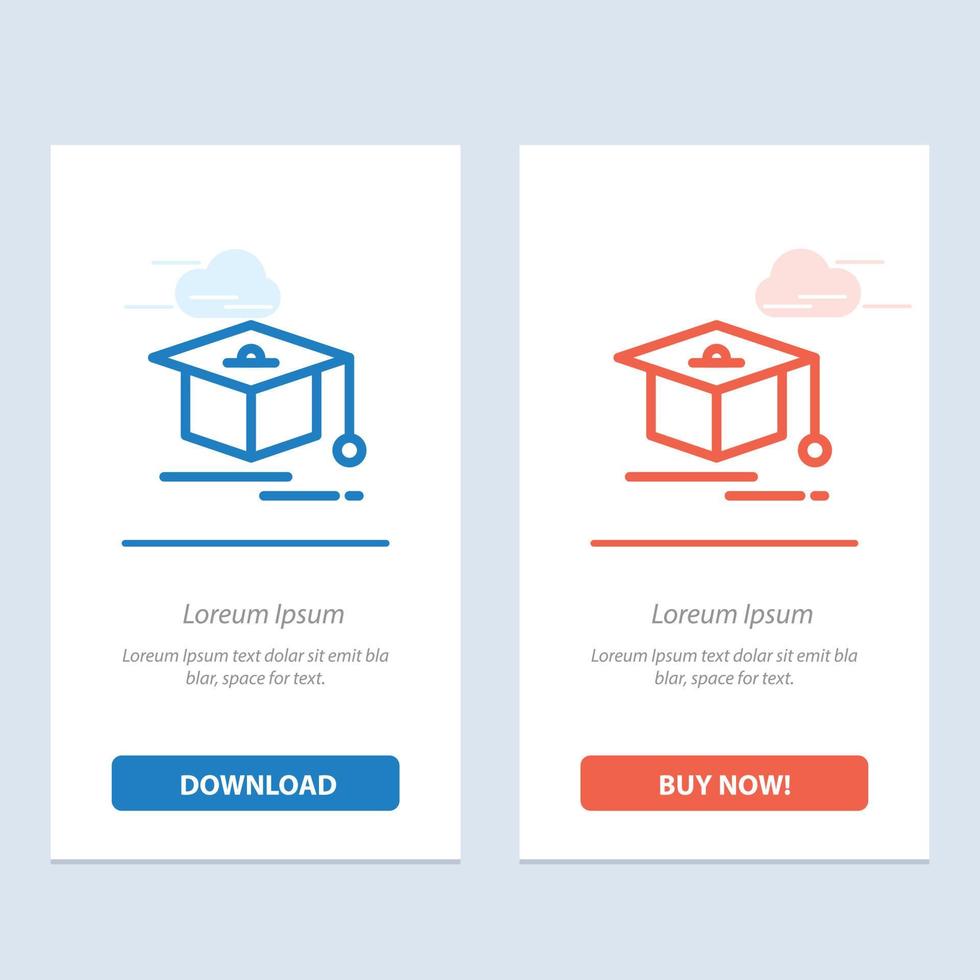 Cap Education Graduation  Blue and Red Download and Buy Now web Widget Card Template vector