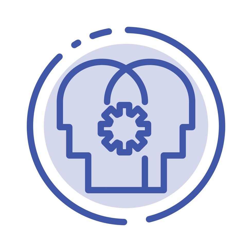 Brain Control Mind Setting Blue Dotted Line Line Icon vector