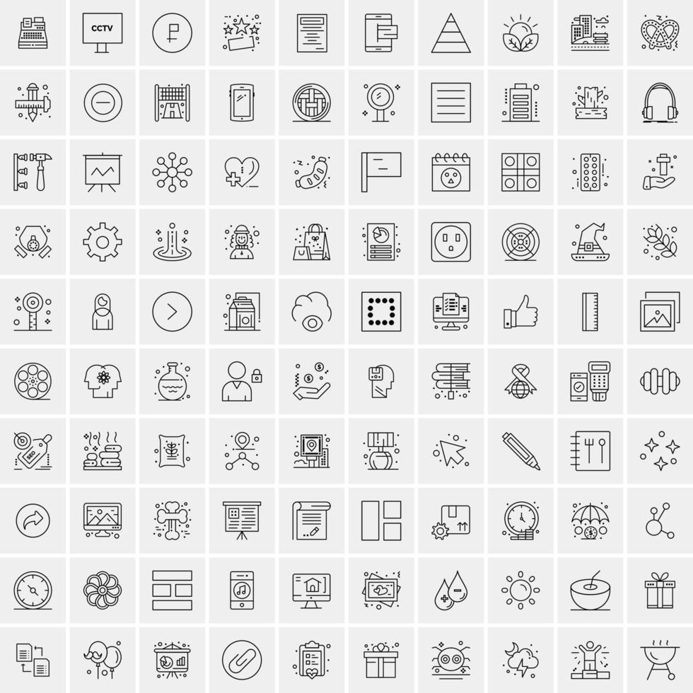 conjunto de 100 iconos de línea de negocios creativos vector