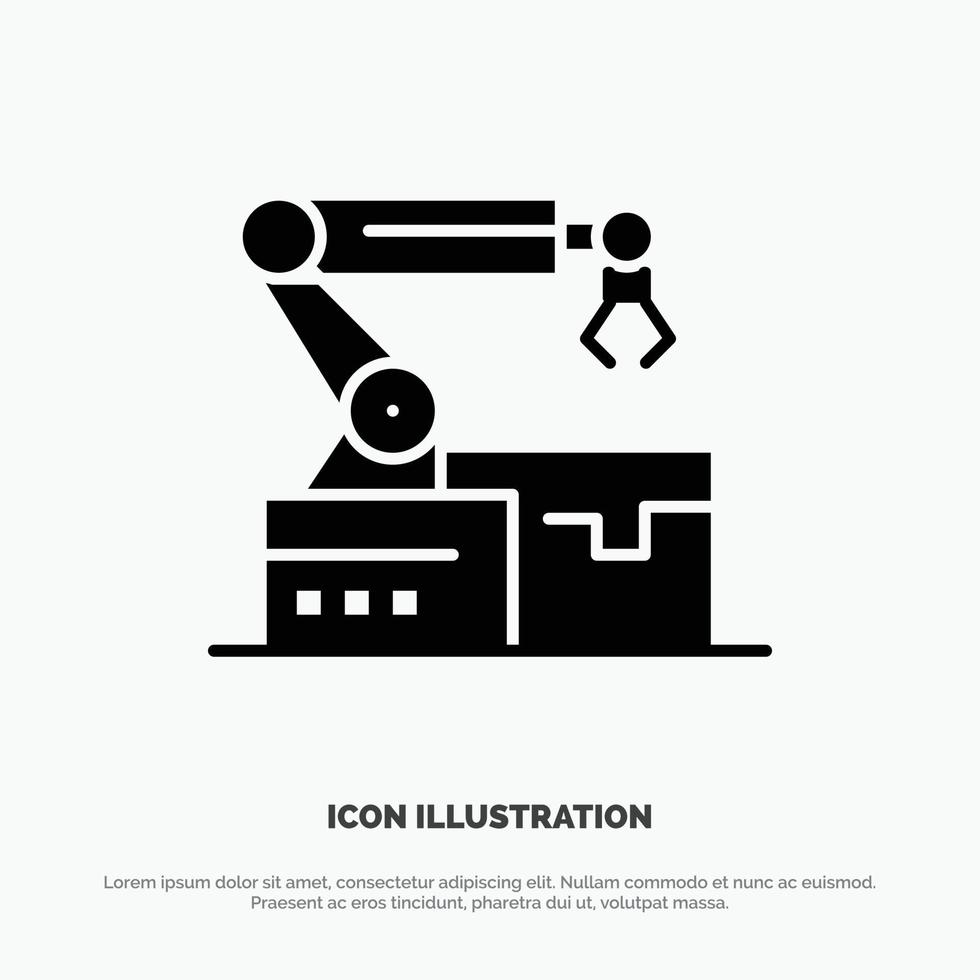 Automated Robotic Arm Technology solid Glyph Icon vector