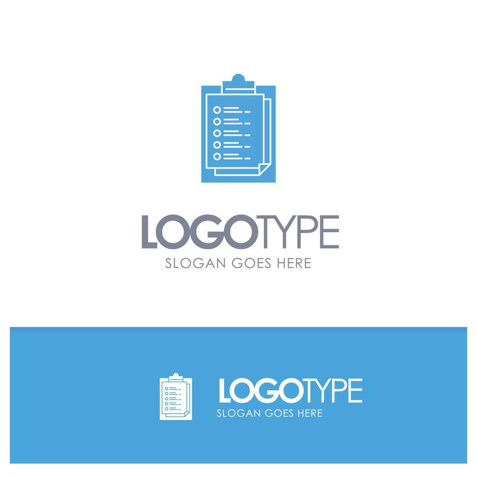 Notepad Report Card Result Presentation Blue Solid Logo with place for tagline vector